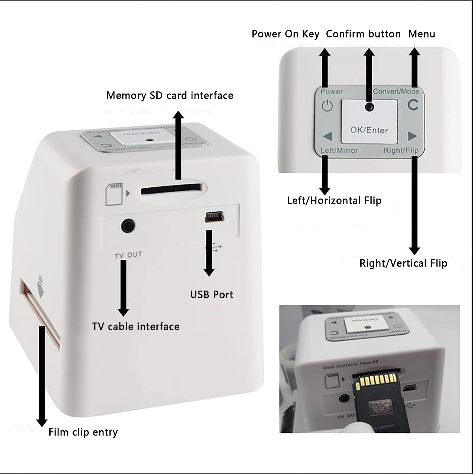 Scanner portatile per pellicole, scanner per negativi ad alta risoluzione da 22MP, schermo LCD da 2,4", conversione di diapositive e negativi in JPEG