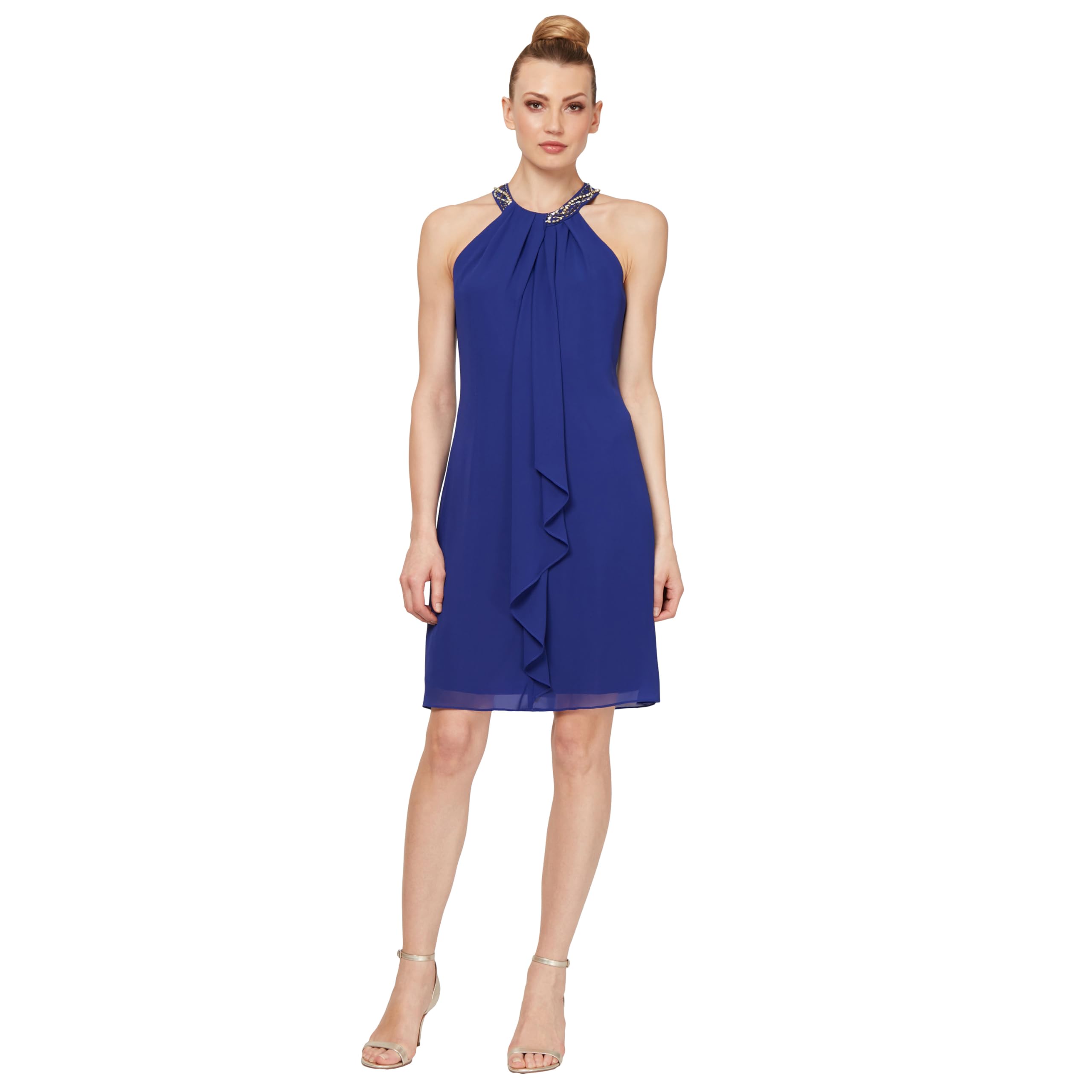 S.L. Fashions Womens Jewel Halter Sheath Dress (Petite and Regular)