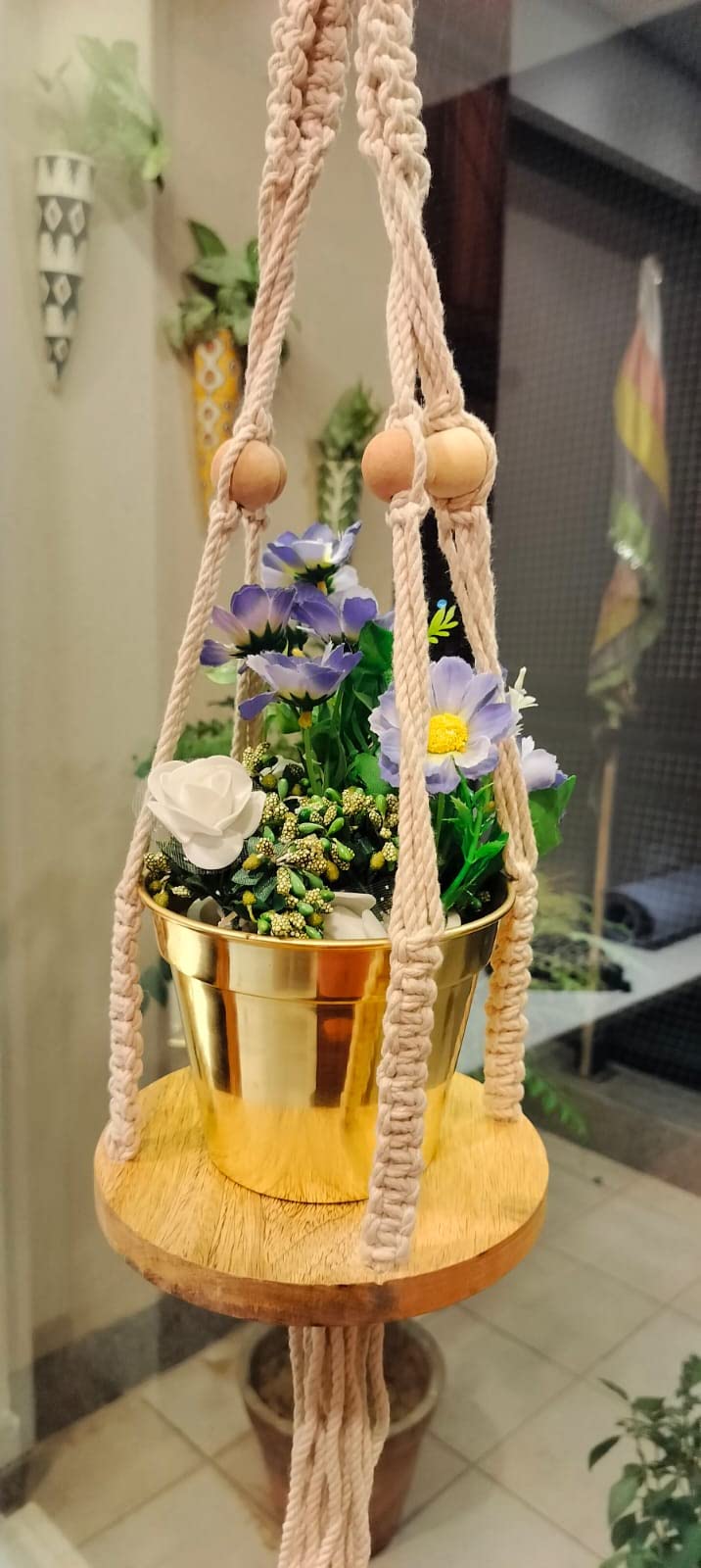CraftVatika Hanging Planter For Balcony,Handmade Cotton Rope Hanging Planter With Pot,Ceiling Hook Hanger Flower Pot Holder For Indor Outdoor Garden (33 Inches Height),Multi (B0C5MN3HKT) Amazon Price History, Amazon Price Tracker