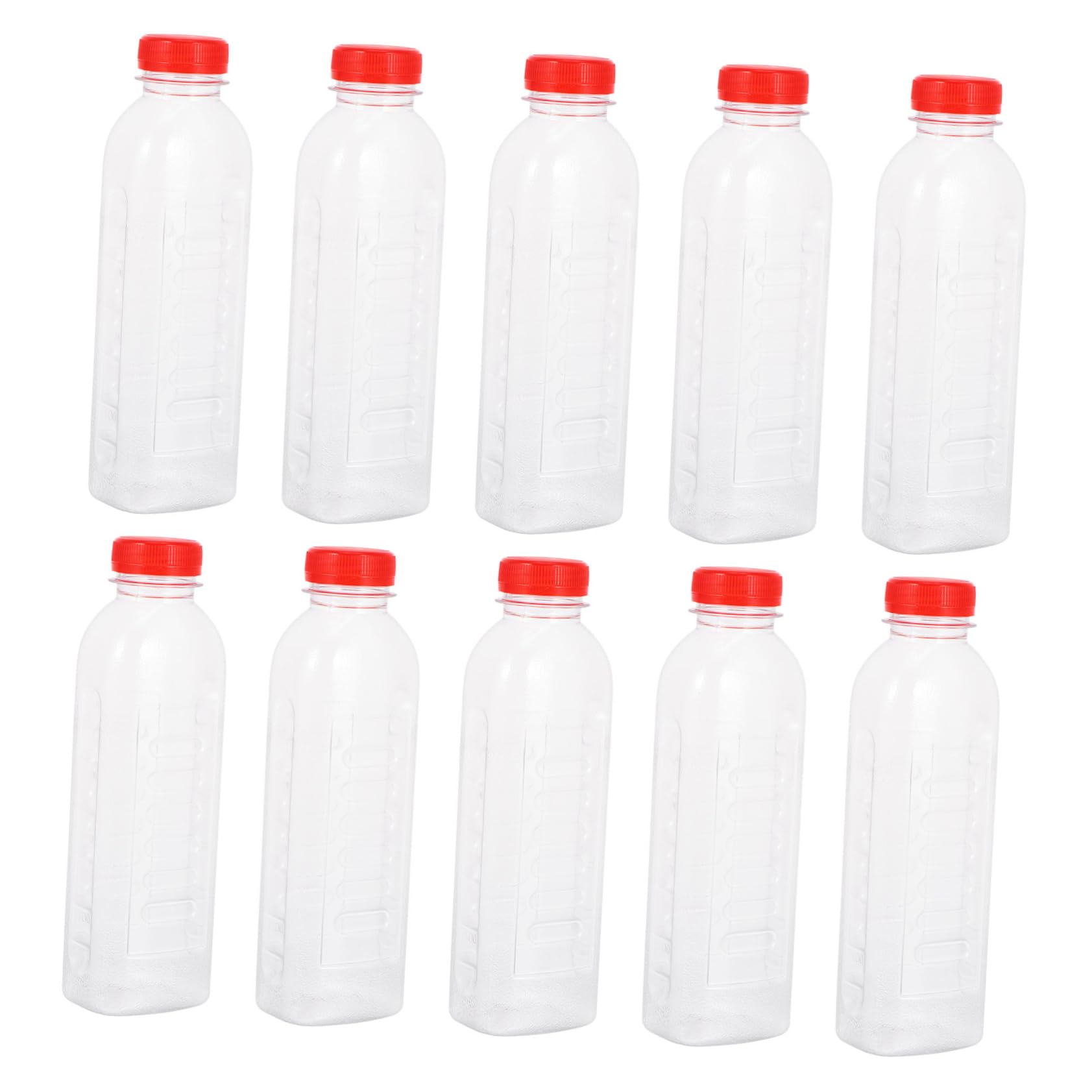 NAMOARLY 500ml Plastic Drinking Bottles Frosted 10 Pack Disposable Leakproof with Scale Tie Dye Bottles for Boys and Girls Adults