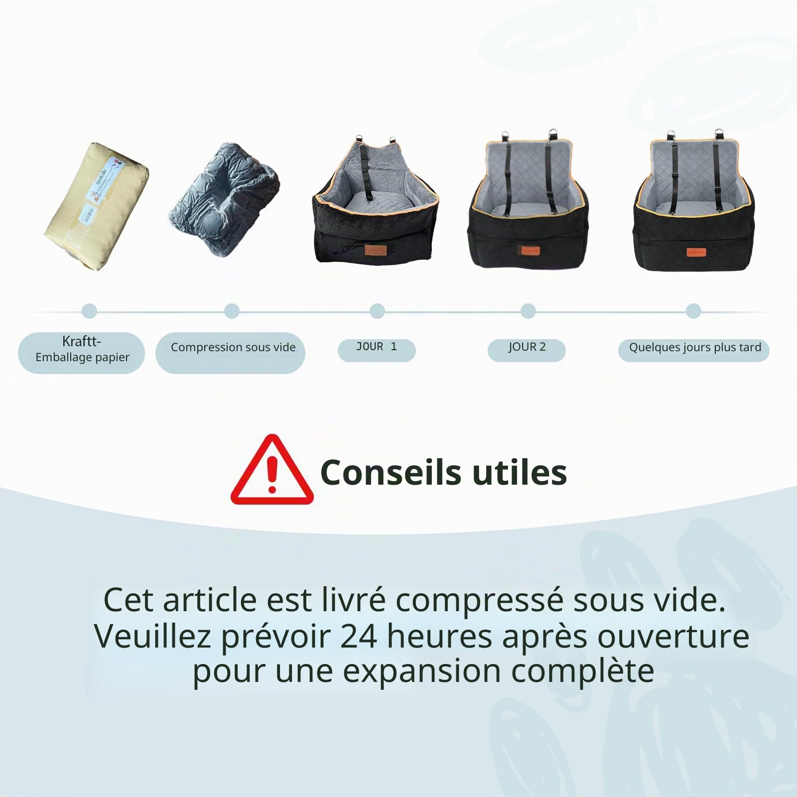 HEGGCOOE Siège auto pour petit chien en mousse à mémoire de forme avec coussin épais pour chiens de moins de 16 kg, amovible, lavable