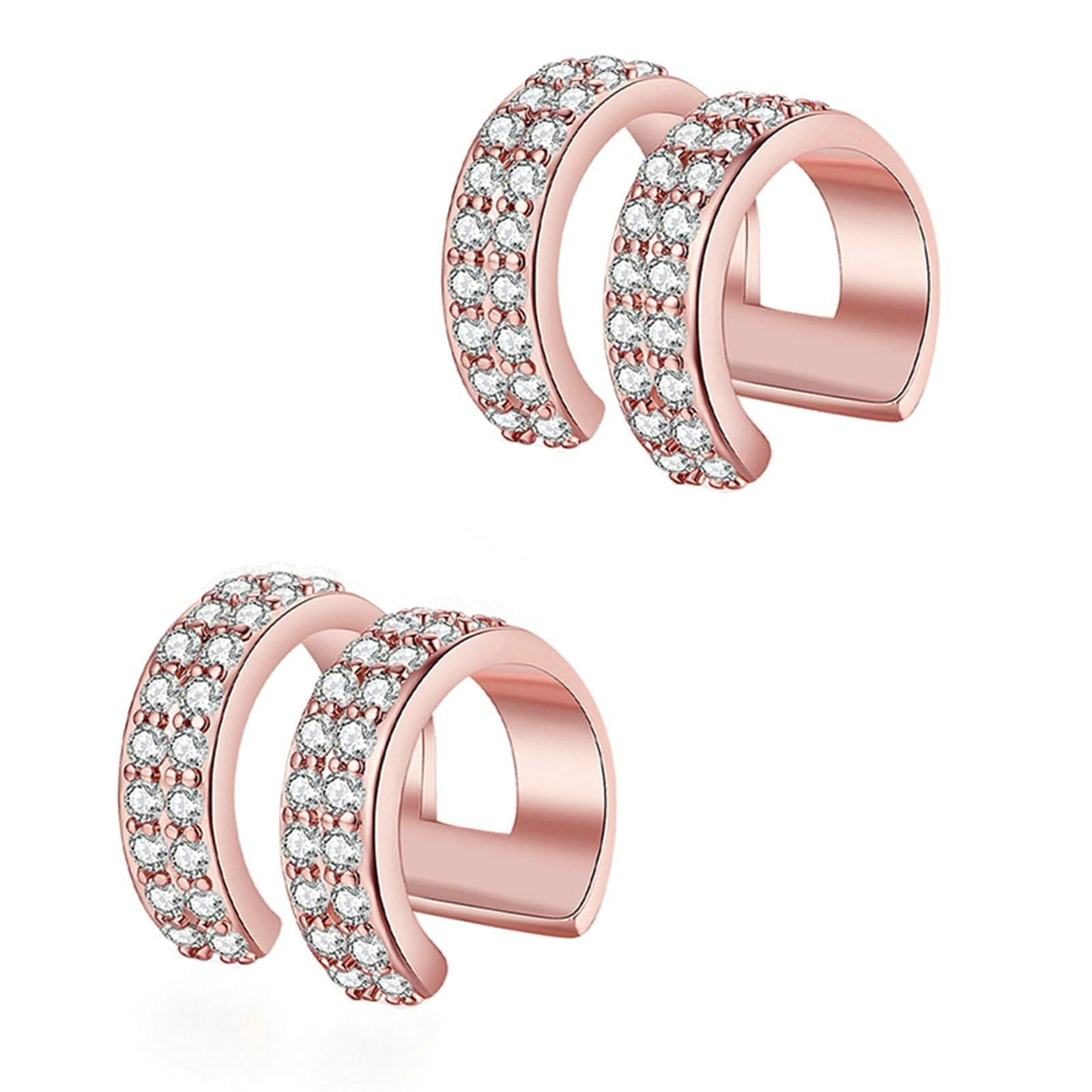Daesar Damen Ohrringe Weißgold 375 Echtgold, Ohrclips ohne Ohrlöcher 2 Reihen mit Moissanit Ear Cuff Ohrklemme Hochzeit Braut Allergiefrei