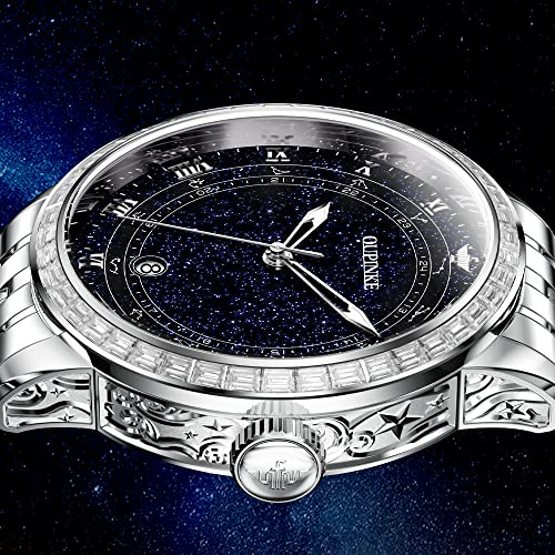Image of OUPINKE Men's Automatic Watch 44mm Big Dial,Luxury Mechanical Wristwatch,Sapphire Crystal Glass,50M Waterproof, Tungsten Steel with Date Display