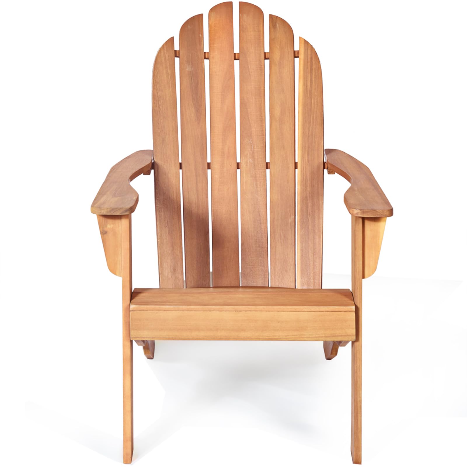 COSTWAY Adirondack Stuhl, Gartenstuhl aus Akazienholz, Gartensessel, Adirondack Chair für Garten, Terrasse, 160 kg Tragfähigkeit (Natur)