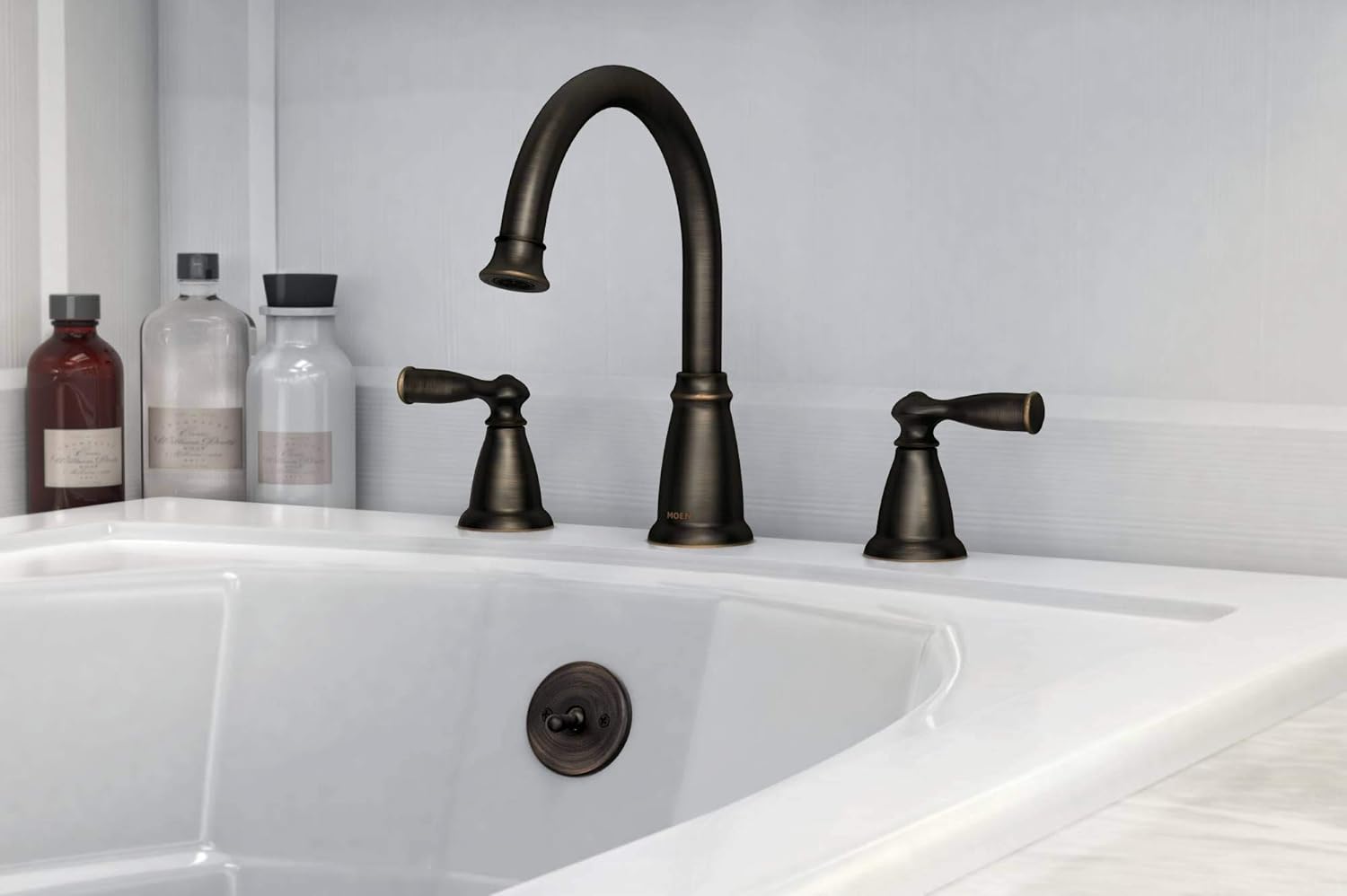 Moen 86924BRB Deck Mounted Roman Tub Faucet Trim from the Banbury Collection, Mediterranean Bronze