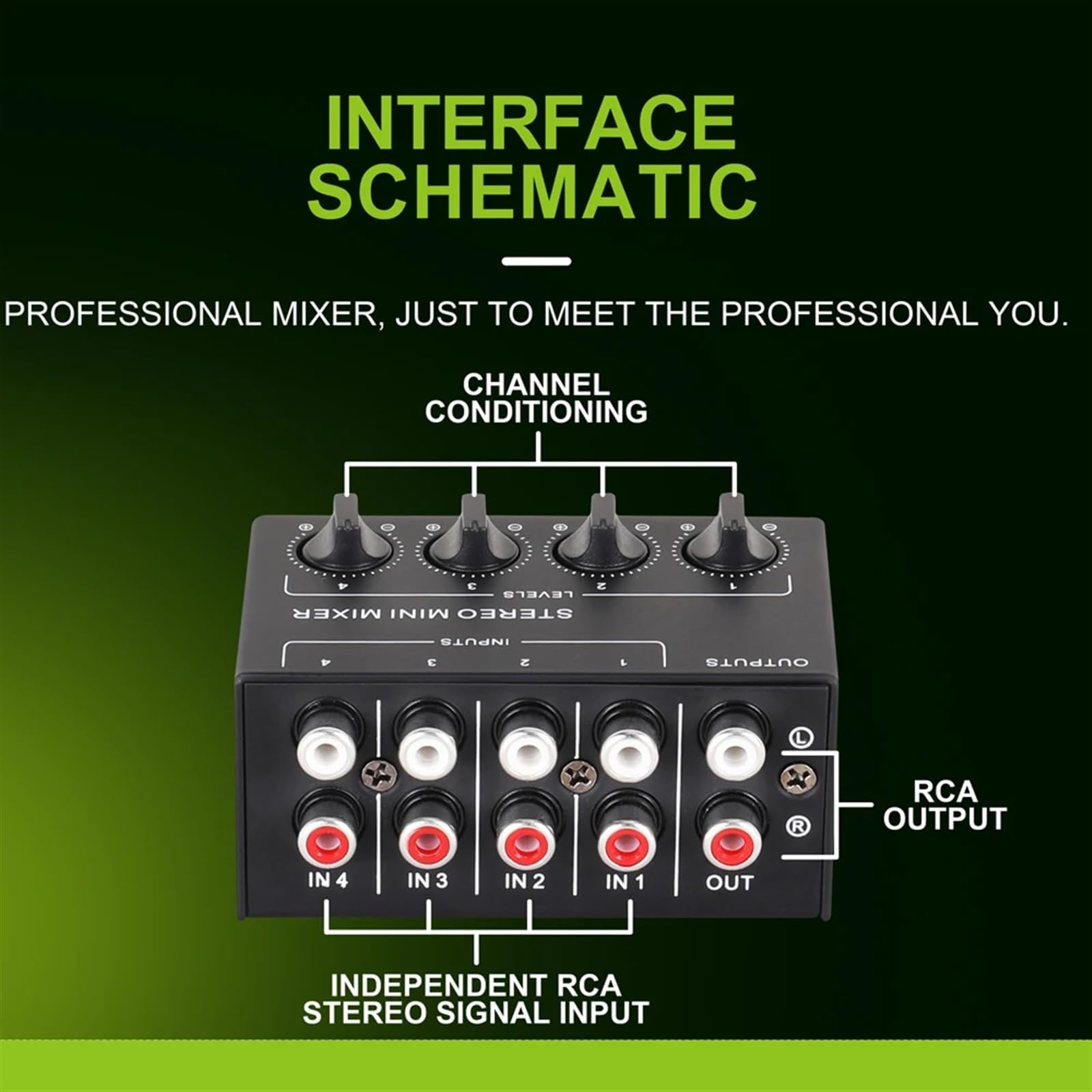 CX400 Mini Passive Stereo Mixer RCA 4-Channel Small Au-dio Dispenser for Live Studio DJ Equipment per DJ professionisti