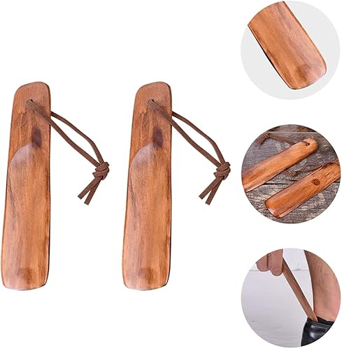 Vista 9 de EXCEART 2 piezas de cuerno de zapatos de mango corto de madera cuerno de zapatos pequeños de viaje para hombres y mujeres
