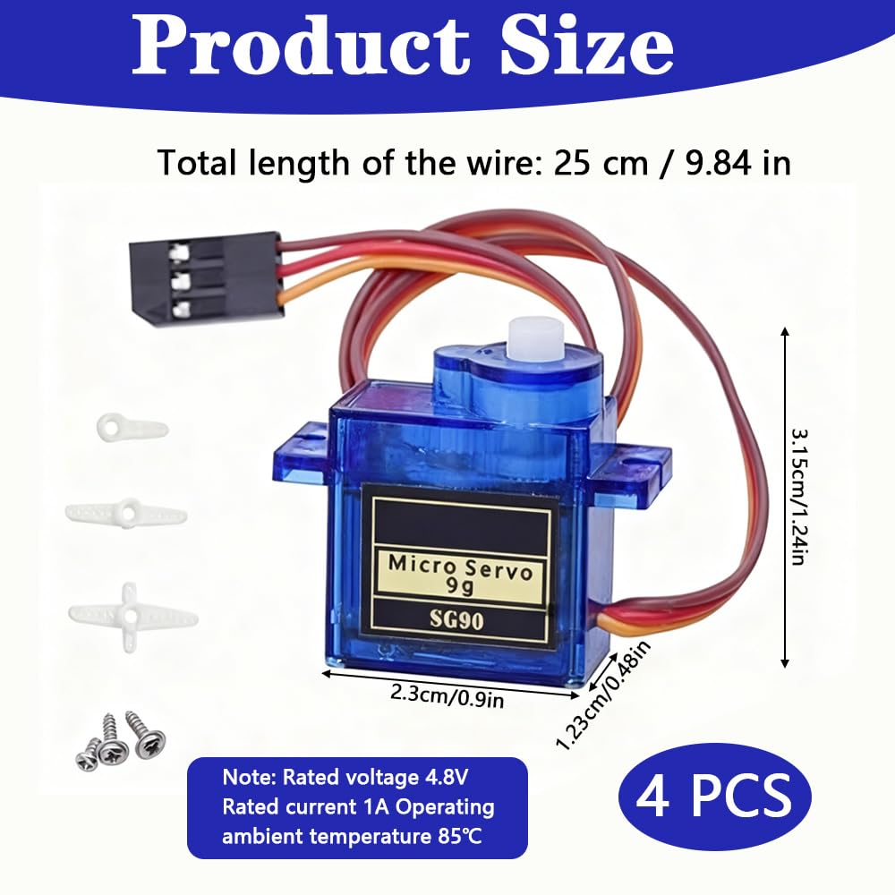 High-Precision SG90 Micro Servo Motor, Kit for RC Robots Cars, Drones, Compatible with Arduino - Image 2