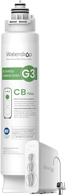 Waterdrop WD-G3-N3CB Filter, 1-Year Lifetime, Replacement for WD-G3-W Reverse Osmosis System (Package May Vary)