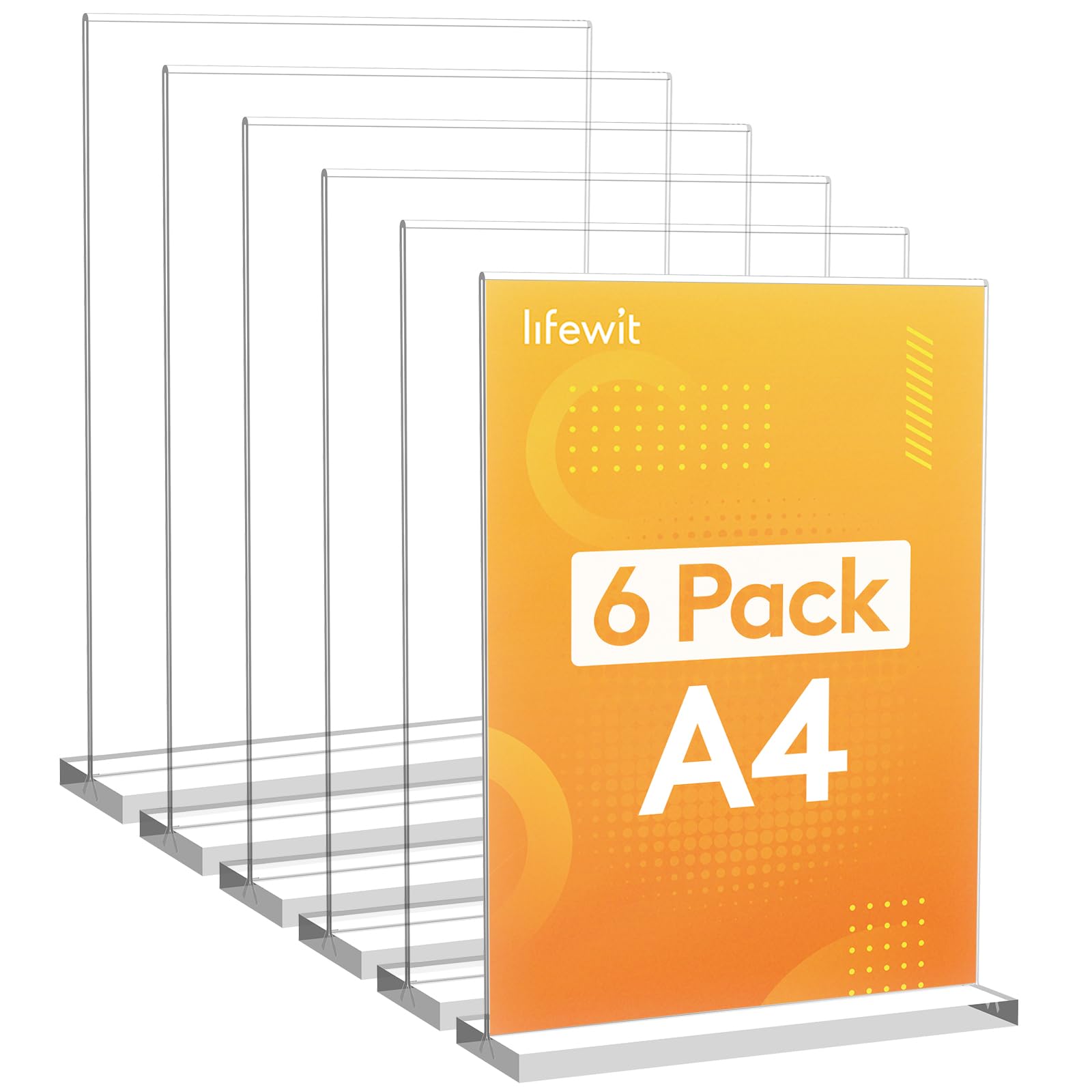 Lifewit Porte Affiche A4 Acrylique Transparent, Présentoir Table Forme T, 30x21 cm Lot 6