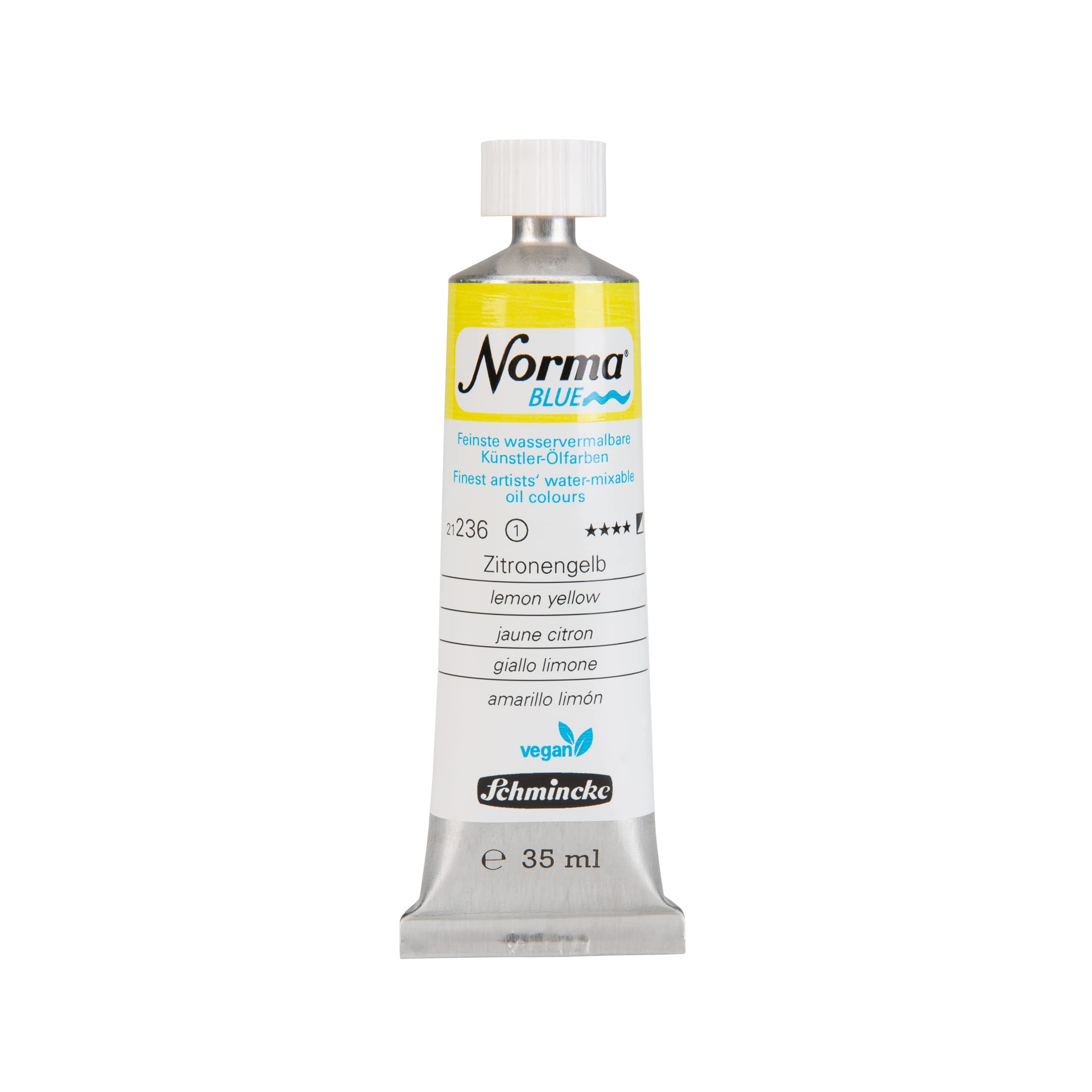 Schmincke 236 Lemon Yellow - Norma® Blue, 21236009, Finest Watercolourable Artists' Oil Colours, Highly Pigmented, Lightfast, Vegan, Lemon Yellow, 35 Ml