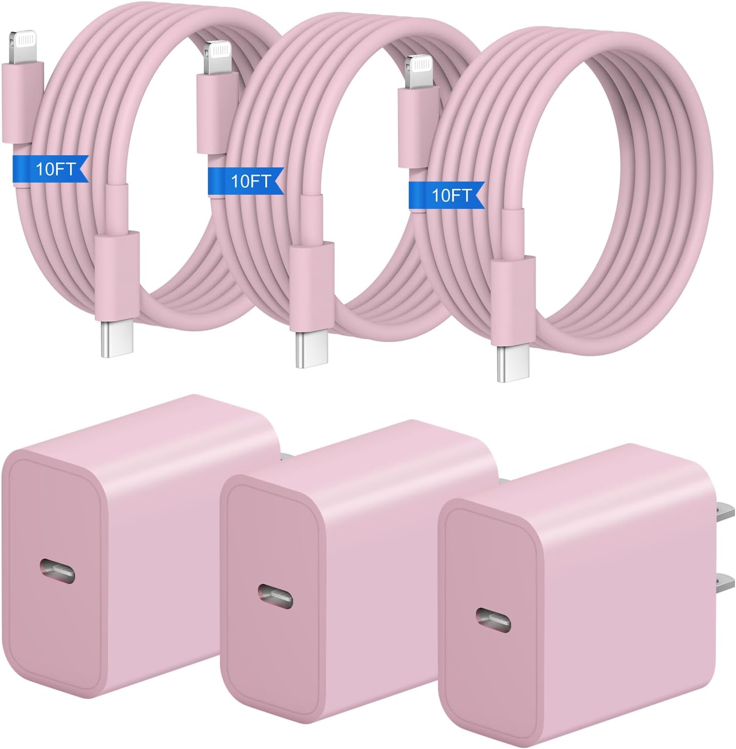 iPhone Fast Charger 3+3Pack 20W USB C Wall Charger with 6FT Fast Charging Cable Compatible with iPhone 14/13/12/11/Pro/Pro Max-Green