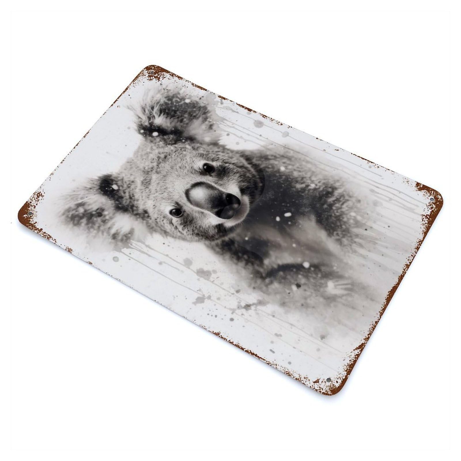Koala Beauty Black Ink Distressed Metal Wall Sign 11.8"x7.9", Rustic Home Decor for Farmhouse, Kitchen And Entryway Decor