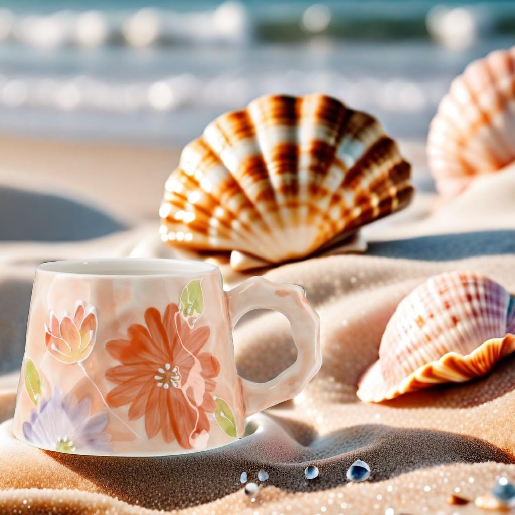 13oz ceramic mug, enlarged and thickened breakfast cup, suitable for spring, summer, autumn and winter, hand-painted cup, a personalized gift for girlfriend. - Image 3