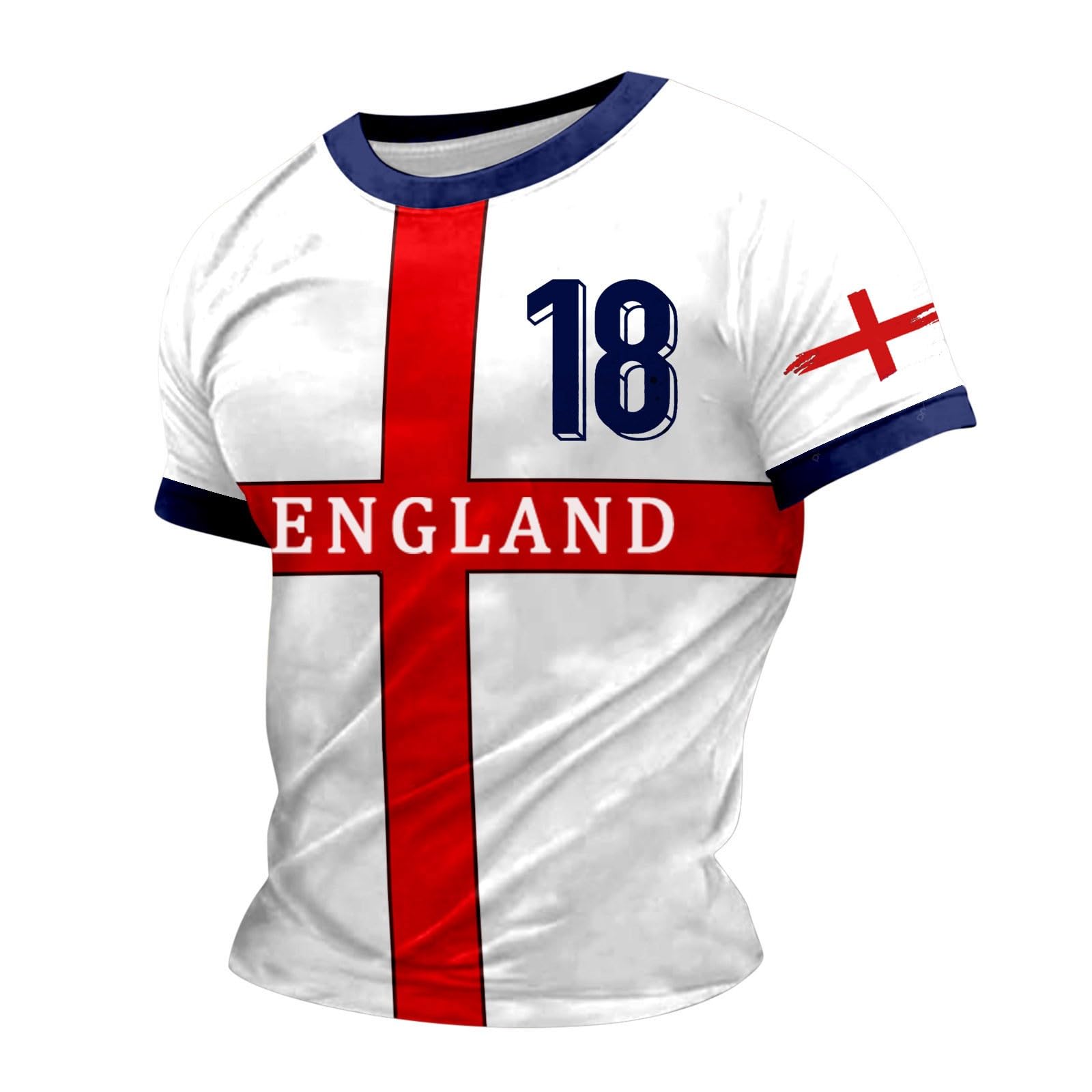 Mens England Print T Shirt Short Sleeve Crewneck Casual Tee Top British Flag Graphic T Shirt for Football Rugby Fan St GeorgeDay WorIdCup Summer Streetwear Tall Size Top Tees (Navy, XXXL)