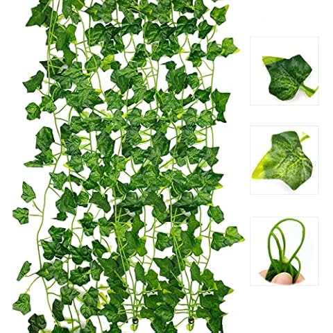 Artificial Ivy 12 Pack, 84Ft Ivy Garland Fake Vines for Room Decor Fake Plants, Wedding, Party, Garden, Wall Decor Ivy Vines Cover