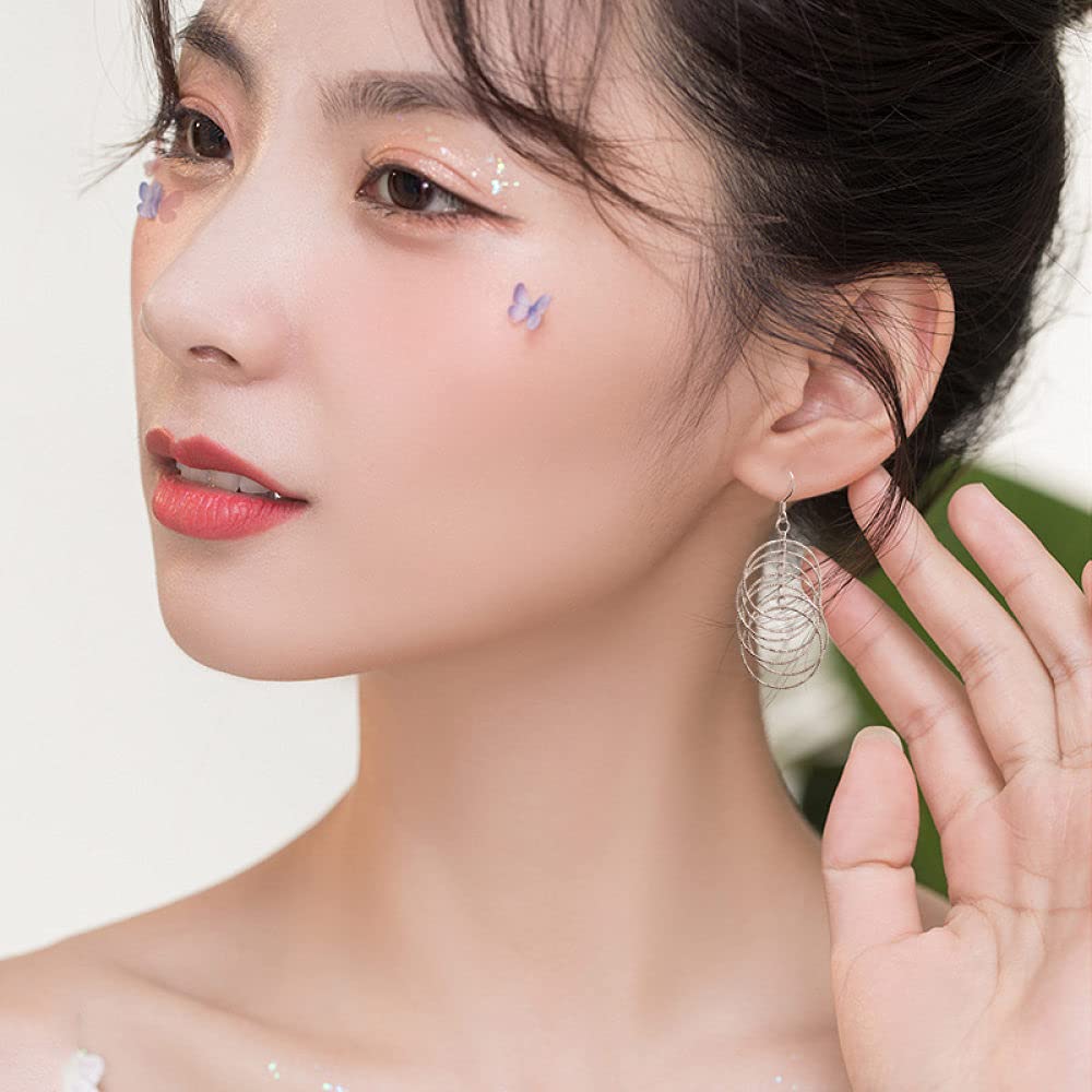 Orecchini Donna, Orecchini A Gancio Pendenti Multigiro Moda Argento 925 Anello Leggero Ipoallergenico Cerchio Gioielli Orecchini per Donna Ragazze Festa Matrimonio San Valentino Regalo