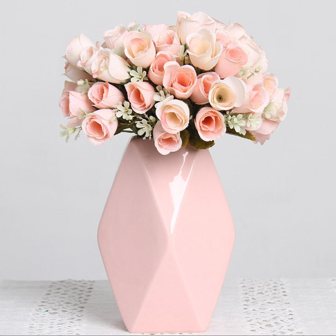 多色陶器花瓶 自然風景デザイン 約18cm（日本製｜かわいい陶器の