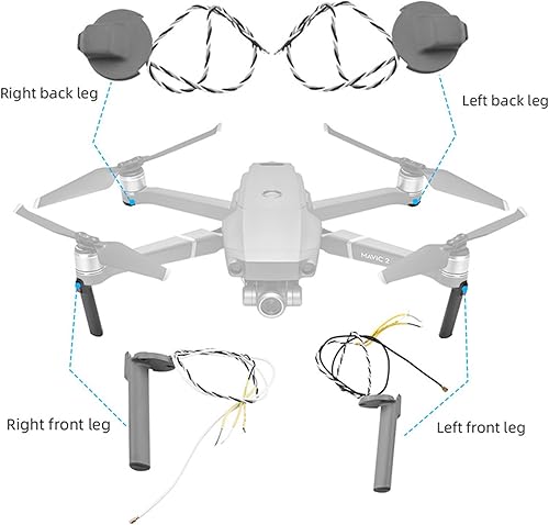 Miniatura 5 de SeiZed Piezas de reparación de piernas de tren de aterrizaje para DJI Mavic 2 Pro Zoom Drone Derecha Izquierda Pies Delanteros Pies Base Pies