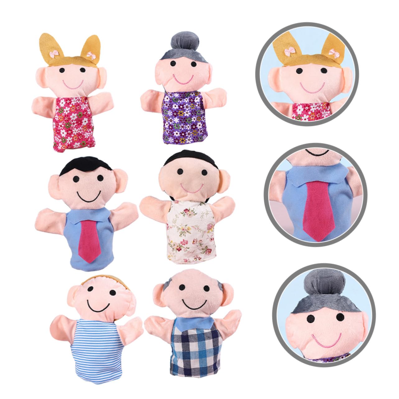 Pupazzo a Mano per Bambini 6 Pezzi in Peluche e Pp Cotton | Gioco da Racconti, Uso Interno ed Esterno, Design Adorabile, Formato Portatile