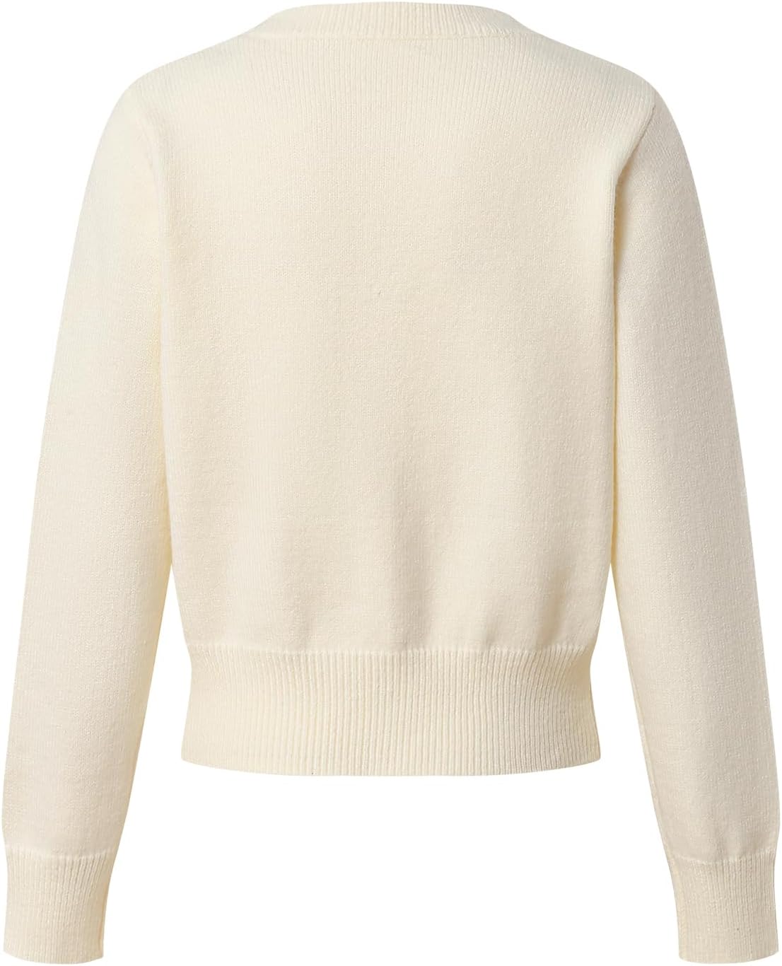 Womens Button Down Crew Neck Long Sleeve Ribbed Knit Lightweight Soft Relaxed Fit Cardigan - Image 2