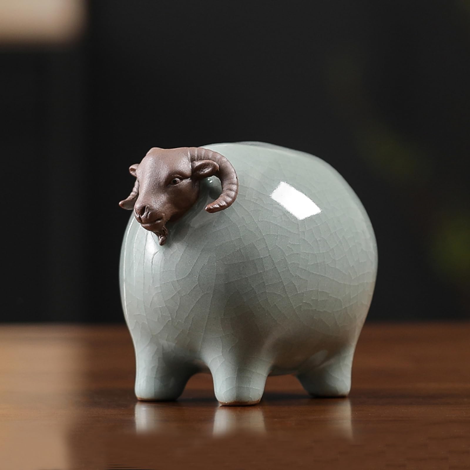 YUZDNM Ceramic animal figurines, Chinese zodiac animal sculptures, symbolizing success and wealth, a lucky gift(#b)