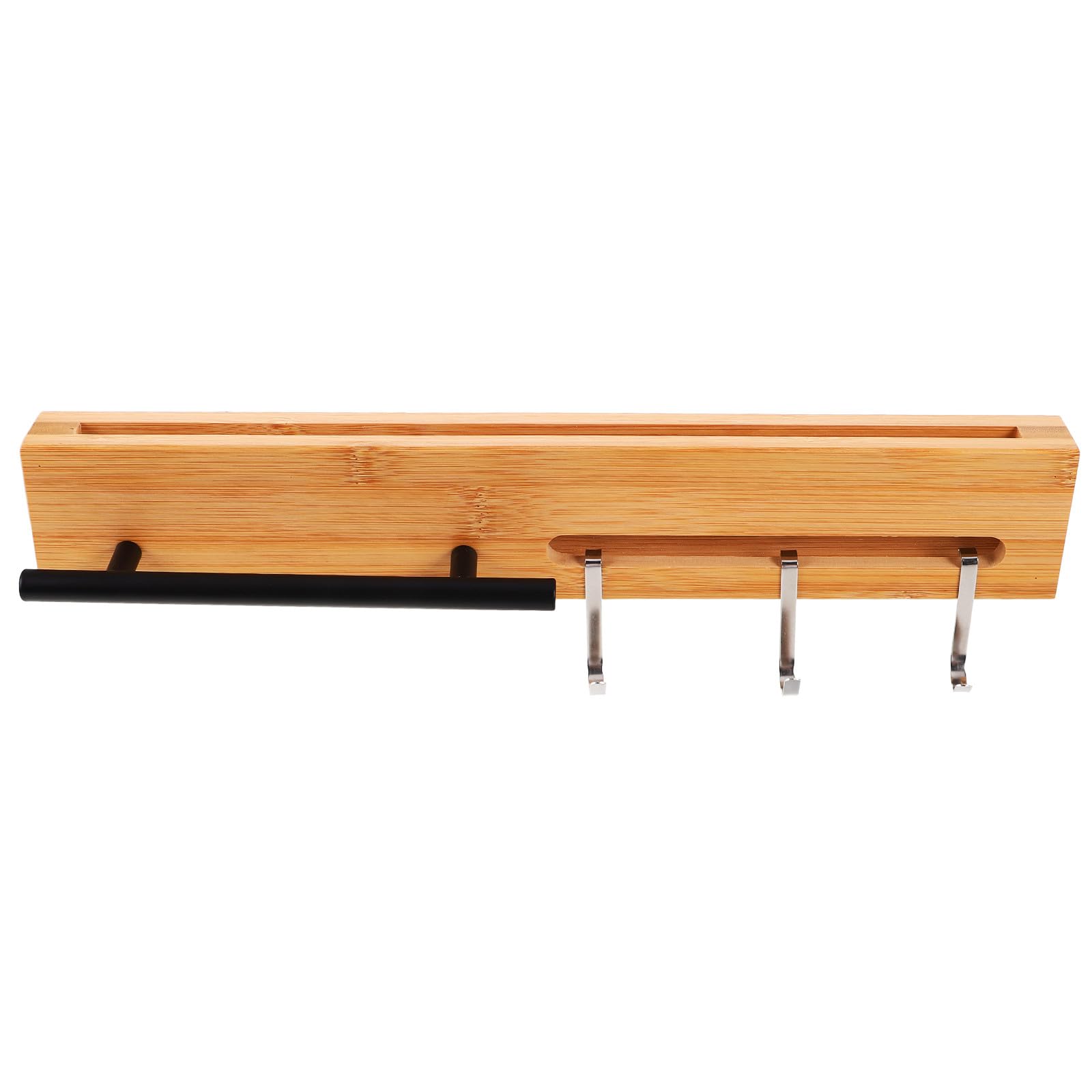 Porte-Ustensiles Mural en Bois Naturel Support Compact sans Perçage Gain de Place Design Épuré Cuisine Moderne