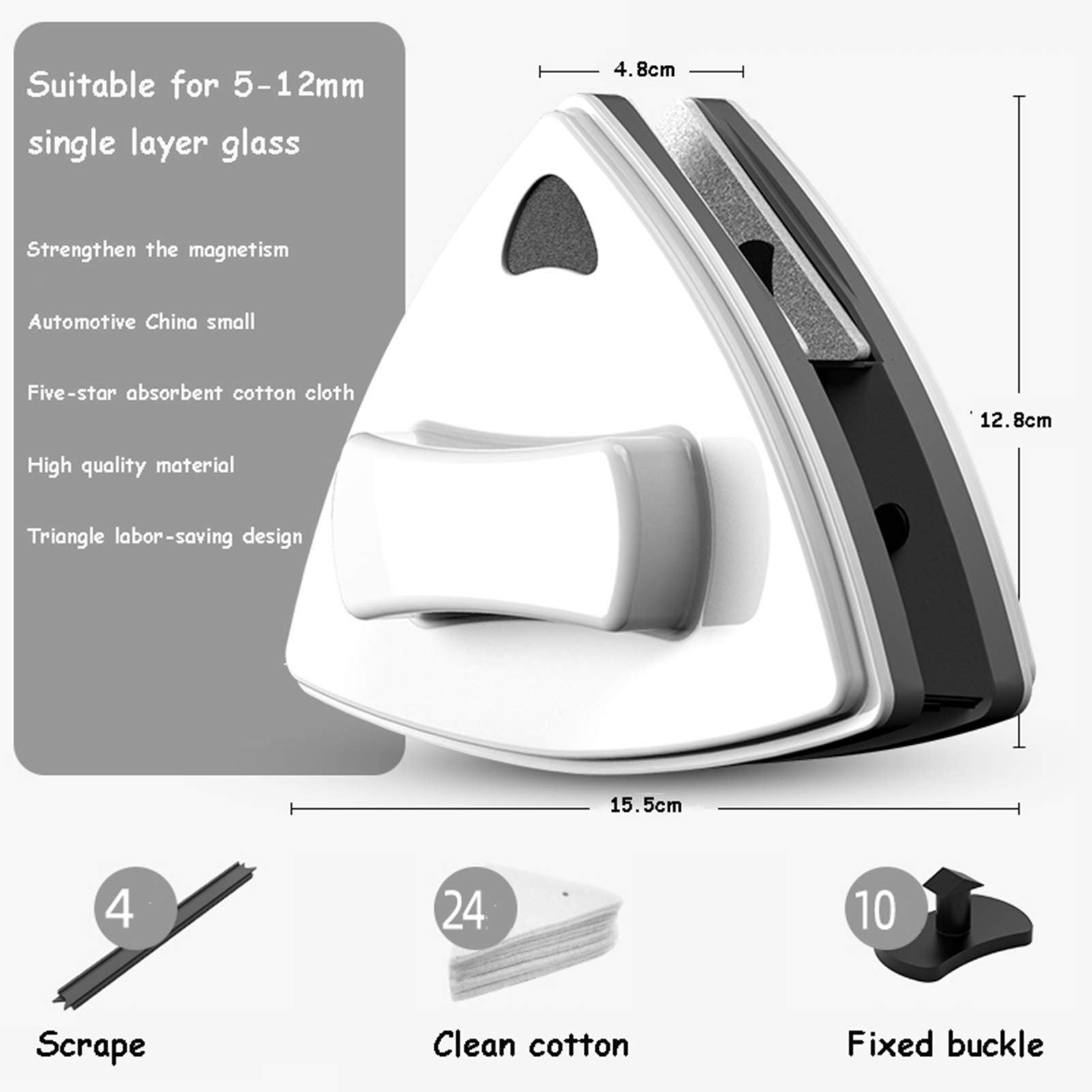 Limpiador de ventanas, limpiador de vidrio magnético de doble cara, para ventanas de doble capa de tres pisos, peceras, tragaluces, puertas de patio, ventanas de dormitorio e incluso mamparas de ducha