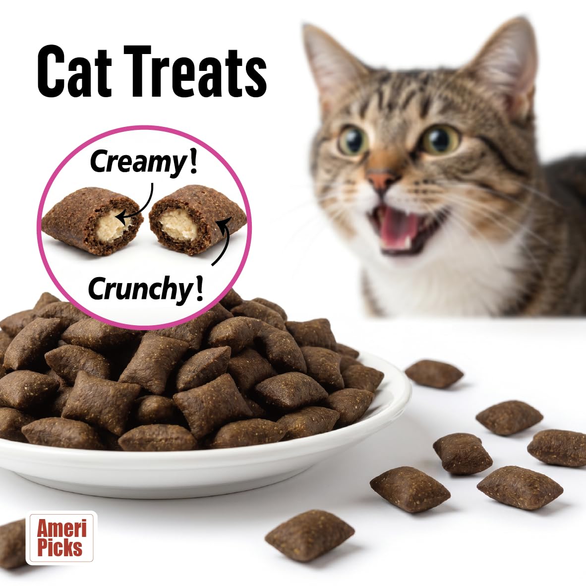 Crunchy and Soft Cat Treats, Savory Chicken Flavor | Hühnchengeschmack, Knusprig und Weich, Cremiges Inneres, Für Katzen