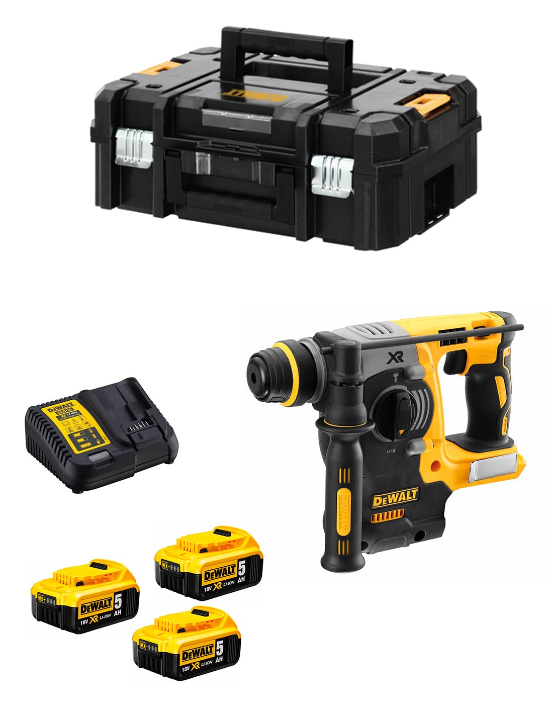 Martillo Electroneumático DeWALT DCH273P3T (3 baterías de 5,0 Ah + DCB115 + TSTAK II)