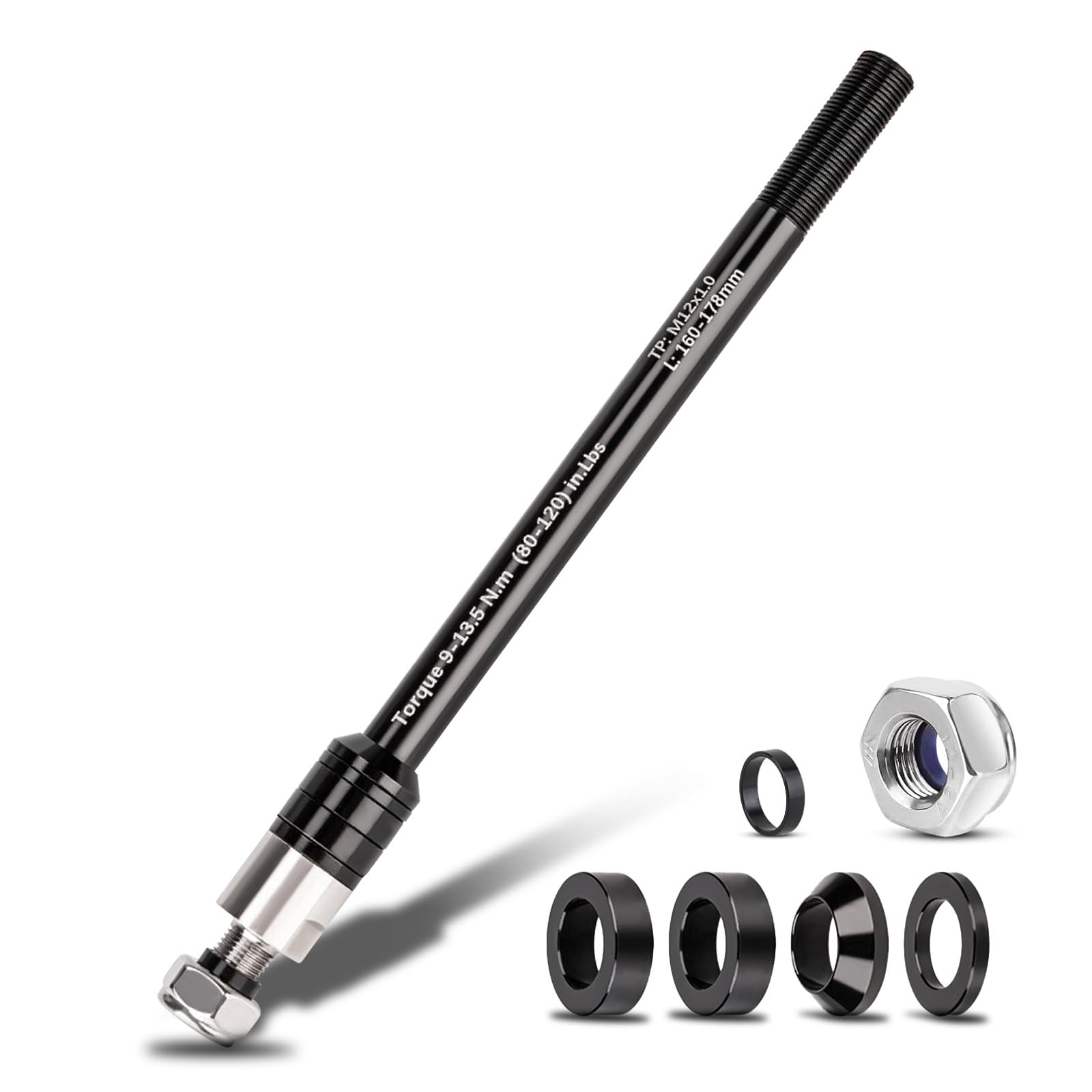 Adaptador de Eje Insertable M12 X 1,0mm 160-178 mm para Remolque de Bicicleta, Longitud de Eje Ajustable