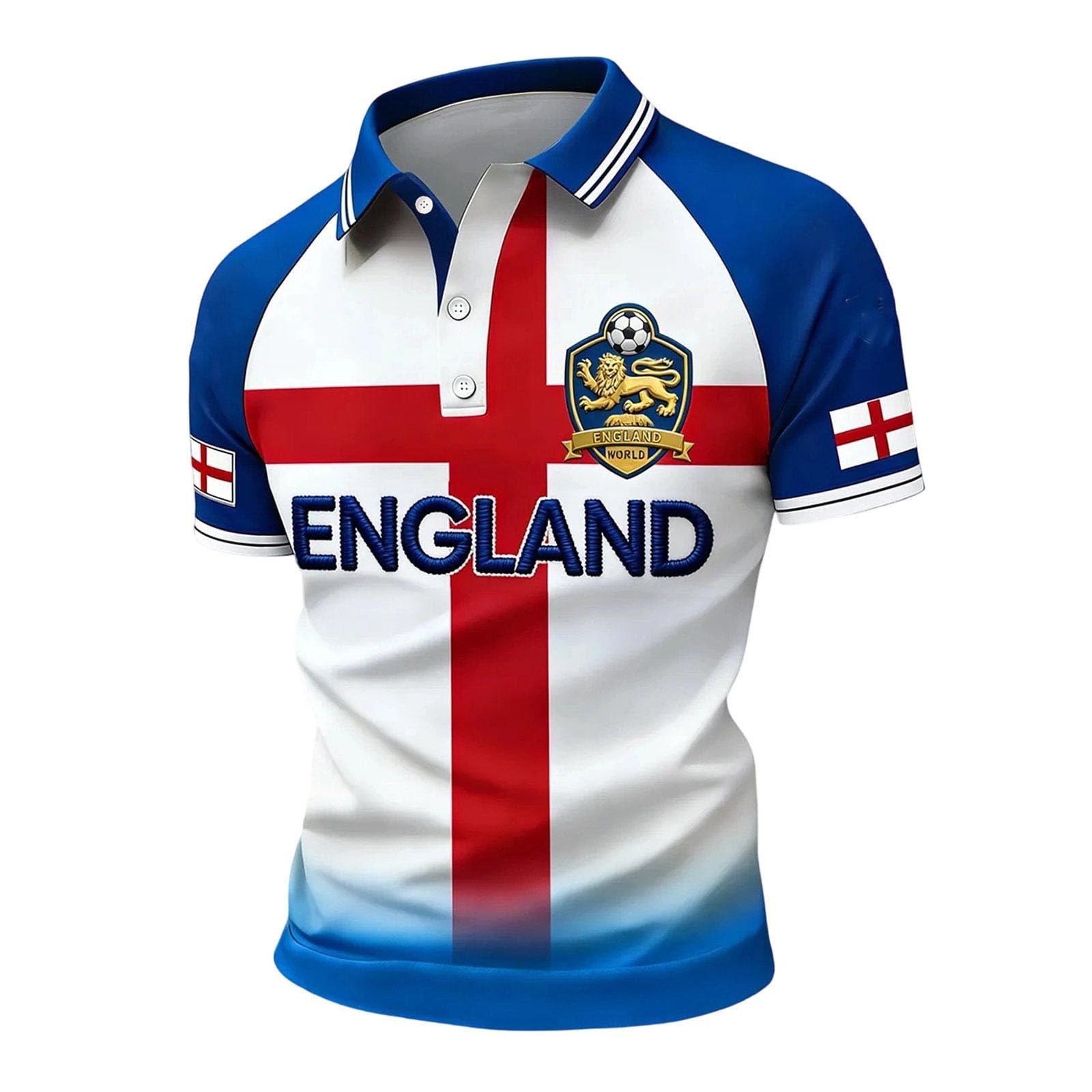 New England Football Shirt 2026 Mens National Flag Print Polo Shirt World Cup Lion Print Britain Short Sleeve T Shirt Stretch Regular Fit Sport Top for Soccer Supporter Wine XXL