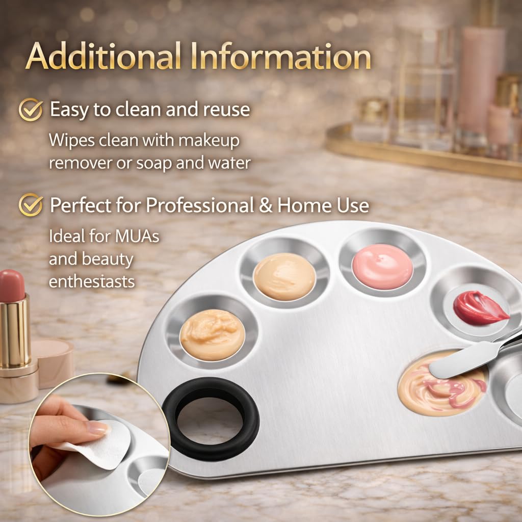 TRENDY LOOK Stainless Steel Cosmetic Makeup Mixing Plate with Spatula Tool 3