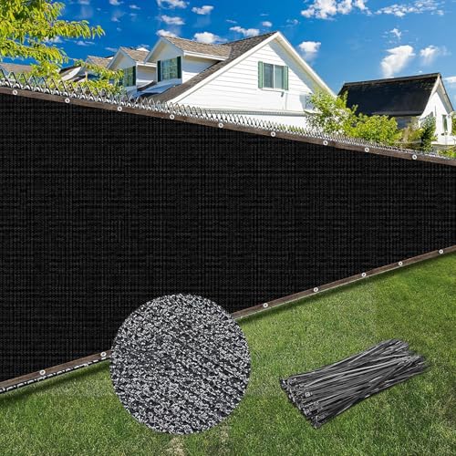 MSYU Privacy Screen Fence, 1.2 m x 15 m Heavy Duty Mesh Fence Net Cover with Grommets for Patio Porch Pool Backyard Outdoor, Black, 4 Ft x 50 Ft