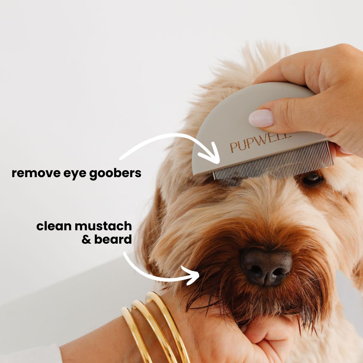 Pupwell Detailer Comb for Removing Tear Stains, Crust, and Eye Mucus and Small Tangles
