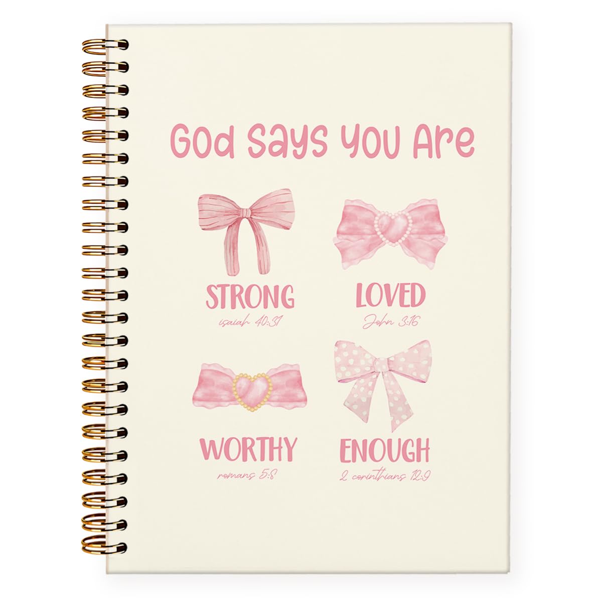 PLKMN Pink Bow Coquette Notebook, God Says You are Christian Notebook Journal for Women, Pink Office Supplies, Bible Journal Notebooks for Note Taking
