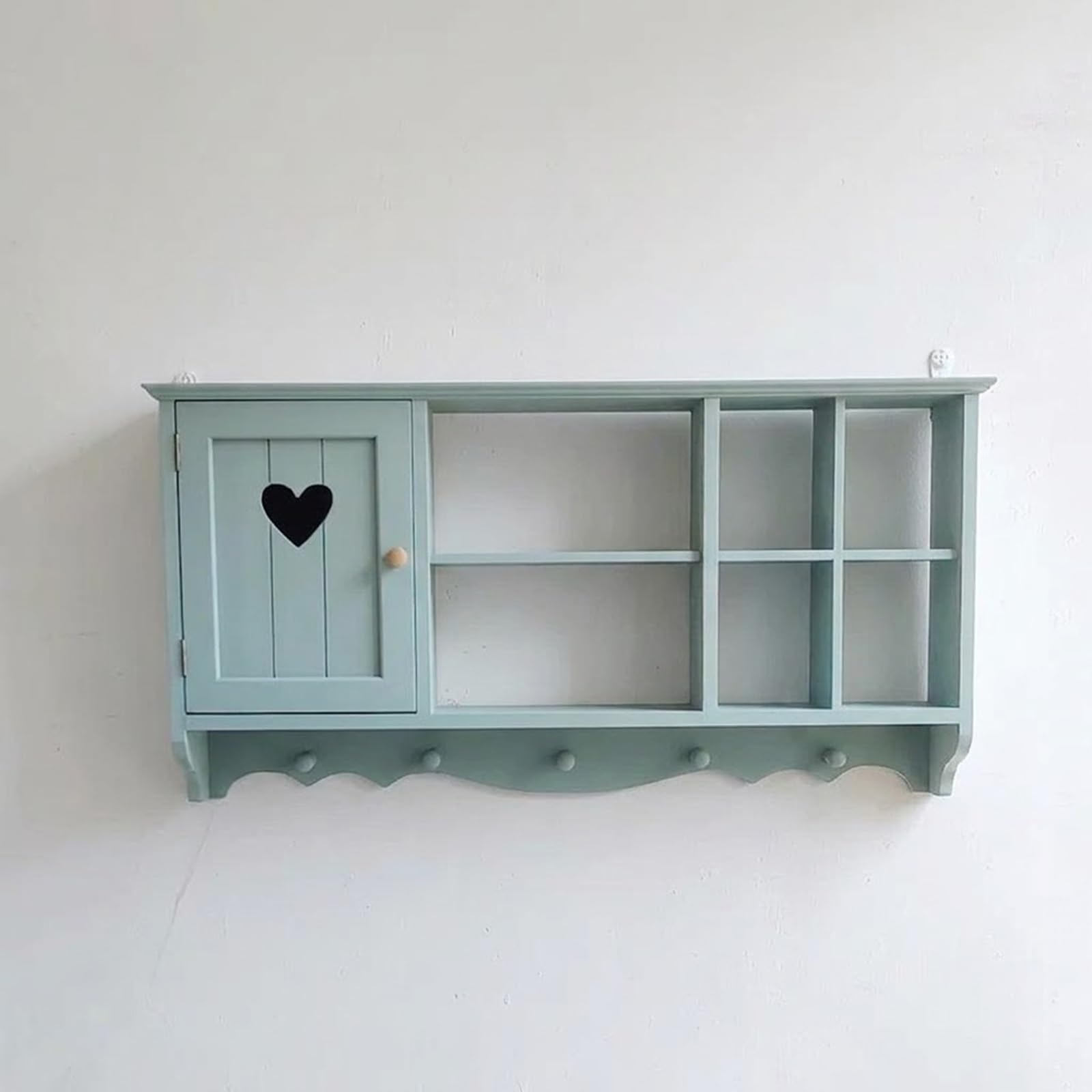 Mensola A Sospensione In Legno Con Porta,Armadietto Parete Multiscomparto,Espositore Salvaspazio Per Soggiorno,Cucina, Camera E Ufficio(15)
