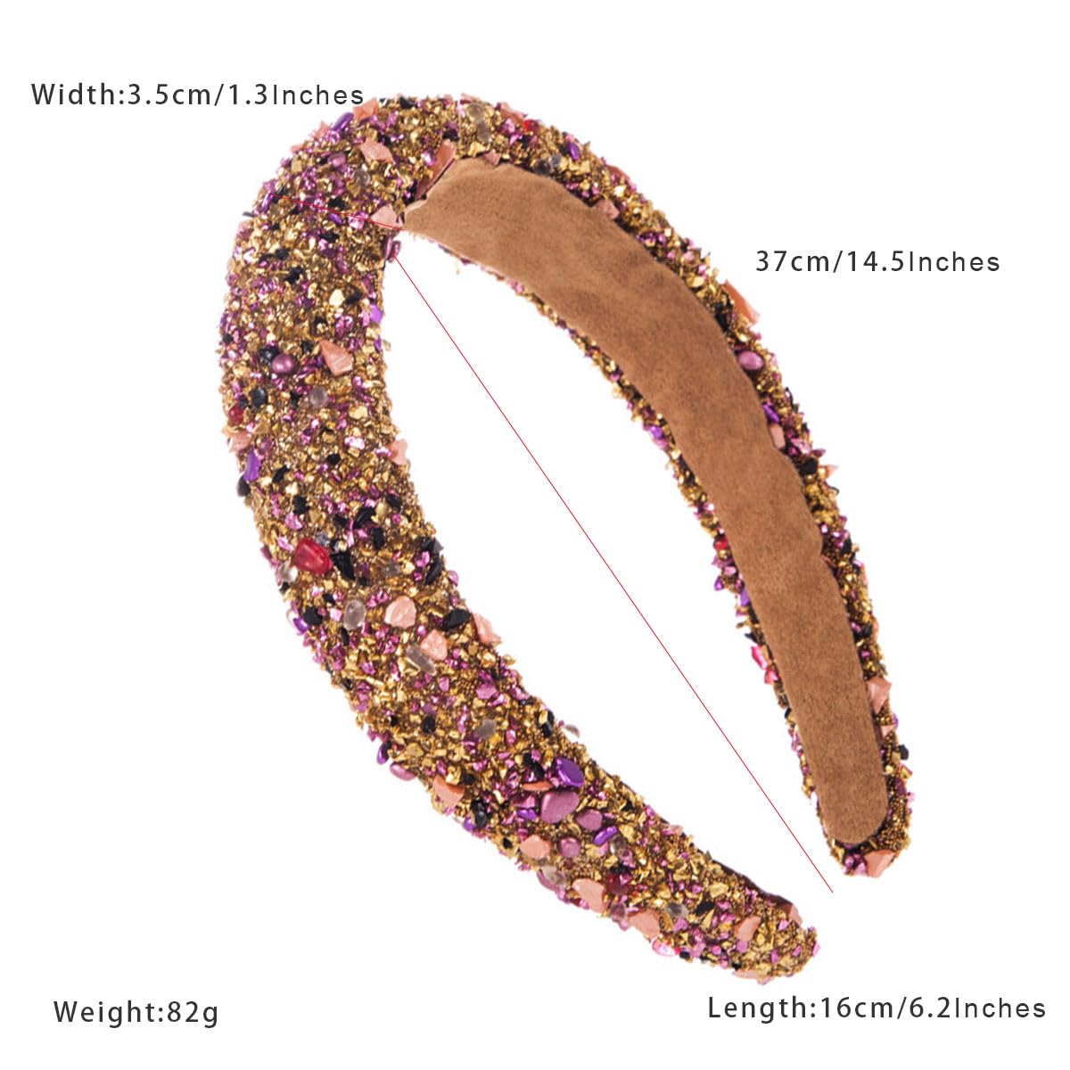 scicent Hair Bands for Women Wide Alice Bands Rhinestone Headbands Glitter Padded Hair Accessories Crystal Embellished Hairband Elastic Head Bands Adult Women 16620 - Image 2