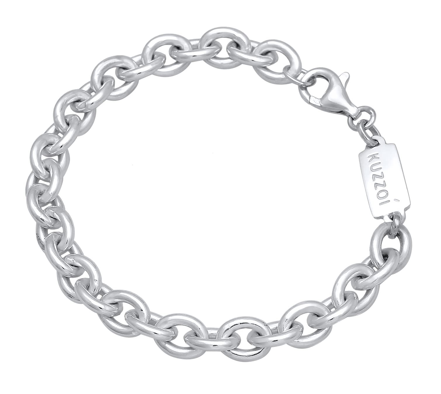 Kuzzoi Herren Silber Armband mit Anker Glieder (5 mm) für den Mann, Rundankerarmband aus massiven 925 Sterling Silber, Herrenarmband mit Karabiner, Länge 19-23 cm, 20g schwer, 0204872022 | massives handgefertigtes Herrenarmband mit Karabiner Länge 19 23 c