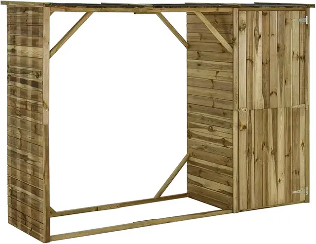 Geïsoleerde schuur: Gecheer tuinhuis voor gereedschap en hout, 253x80x170 cm