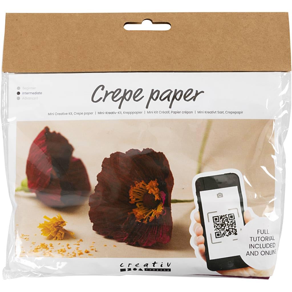 Creativ Company mini Craft Sets Crepe Paper Flowers Poppies - for Crafting Beautiful Crepe Flowers