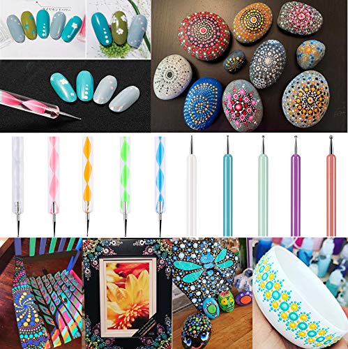 Abenkle 10Pcs Art Dotting Tools For Nail Art, Ball Tip Clay Tools Sculpting Pattern Tracing Stylus, Ball Embossing Stylu For Drawing,Painting Rocks Mandalas,Art Dot Tools #TOP6