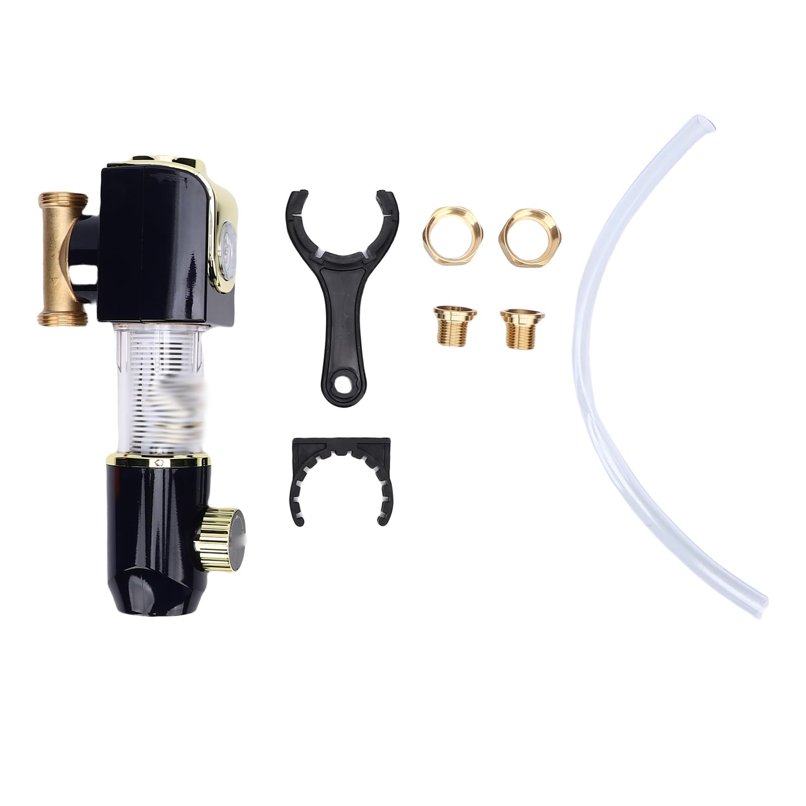 Generic 【título】 de Prefiltración de Agua con Filtro de Sedimentos Prefiltro de 1/2 Pulgada con Manómetro Lavado Automático de 40 μm