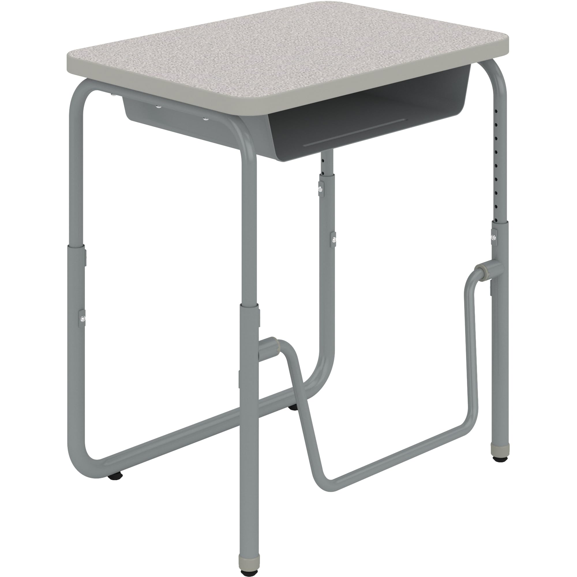 Safco Products AlphaBetter 2.0 Height - Adjustable Student Desk with Swinging Footrest Bar and Book Box, Sit to Stand, 22"-30" w, Pebble Gray