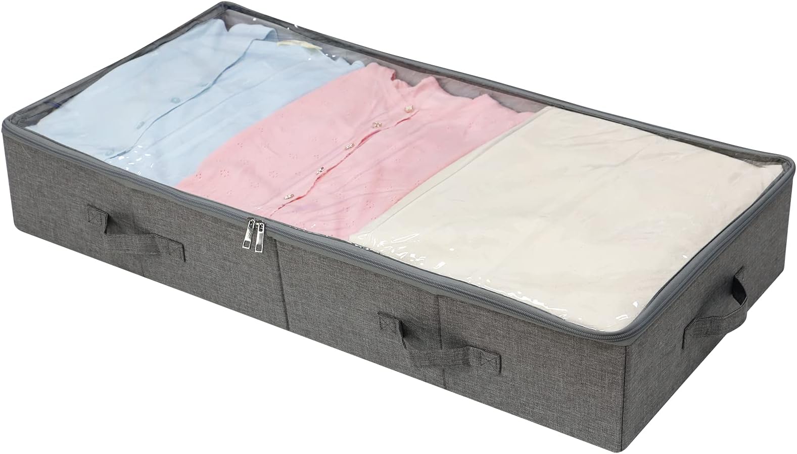 85 * 43 * 15cm Long Collapsible Storage Boxes, holding shape well, Good under the bed organization solutions for kids toys- comforters -shoes, or wires electronics in TV stand. Dark Gray