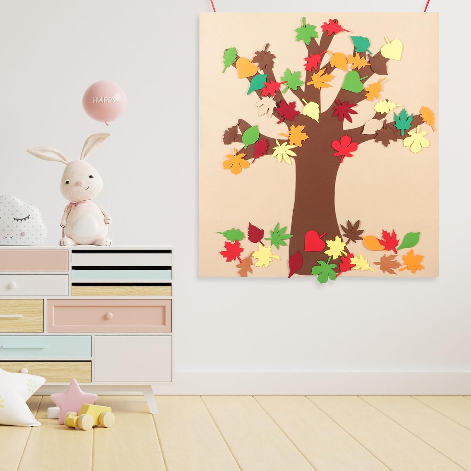 EXCEART 1set Fall Maple Leaf Wall Decals Creative Autumn Stickers for Thanksgiving Decor Easy to Apply Felt Window Stickers for Classroom and Home Decoration