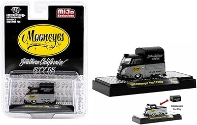 M2 1960 Type 2 Pickup w/Canvas Cover Mooneyes Southern California Style Black & Gray Ltd Ed to 6050 pcs 1/64 Diecast Model Car Machines 31500-MJS51