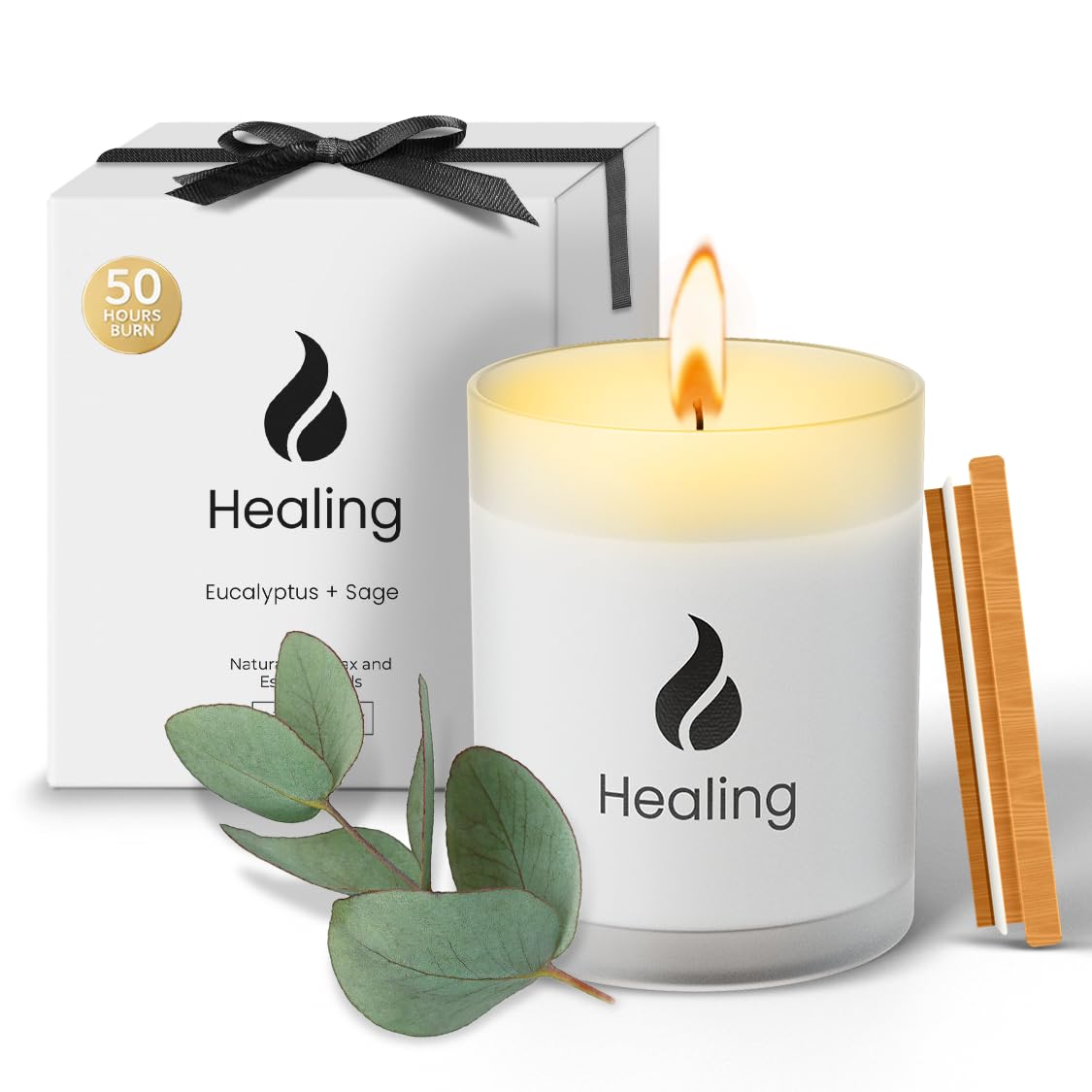 Naturix Scented Candles for Home - Sage & Eucalyptus Candle - Healing Candles - Non-Toxic Candle, 50 H Long Lasting, Essential Oil Soy Sage Candles, Natural Aromatherapy Candle Box Gift, 8.3oz