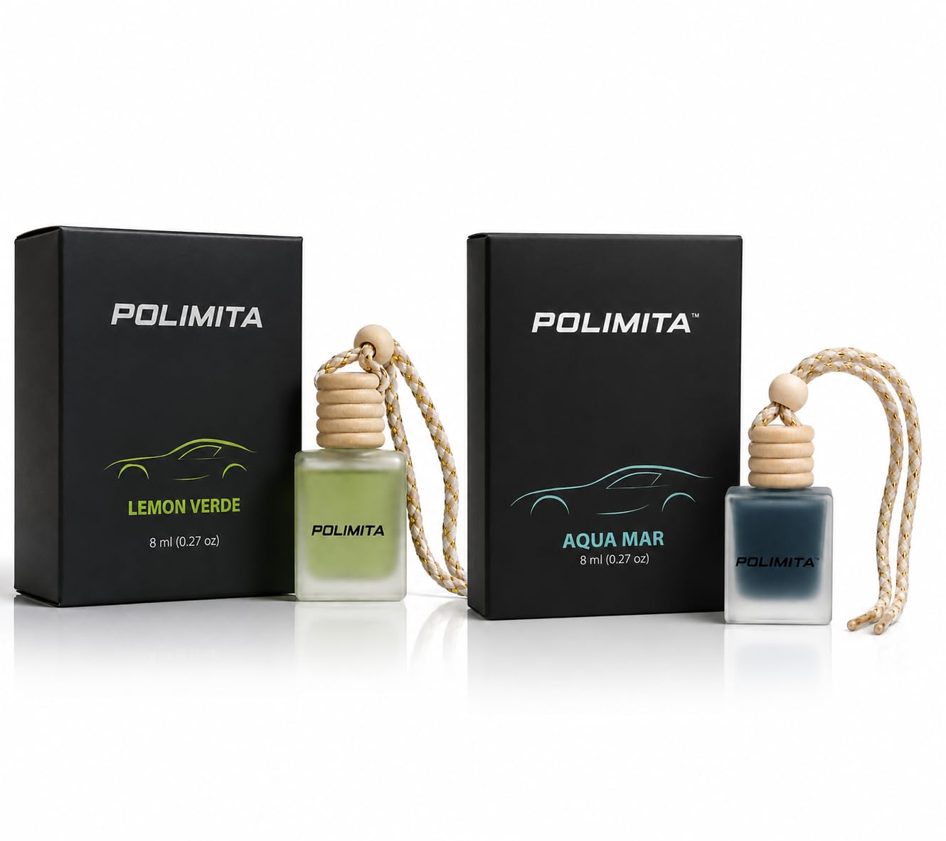 car hanging perfume duo pack, 2 x 8ml, lemon verde & bora tropicana