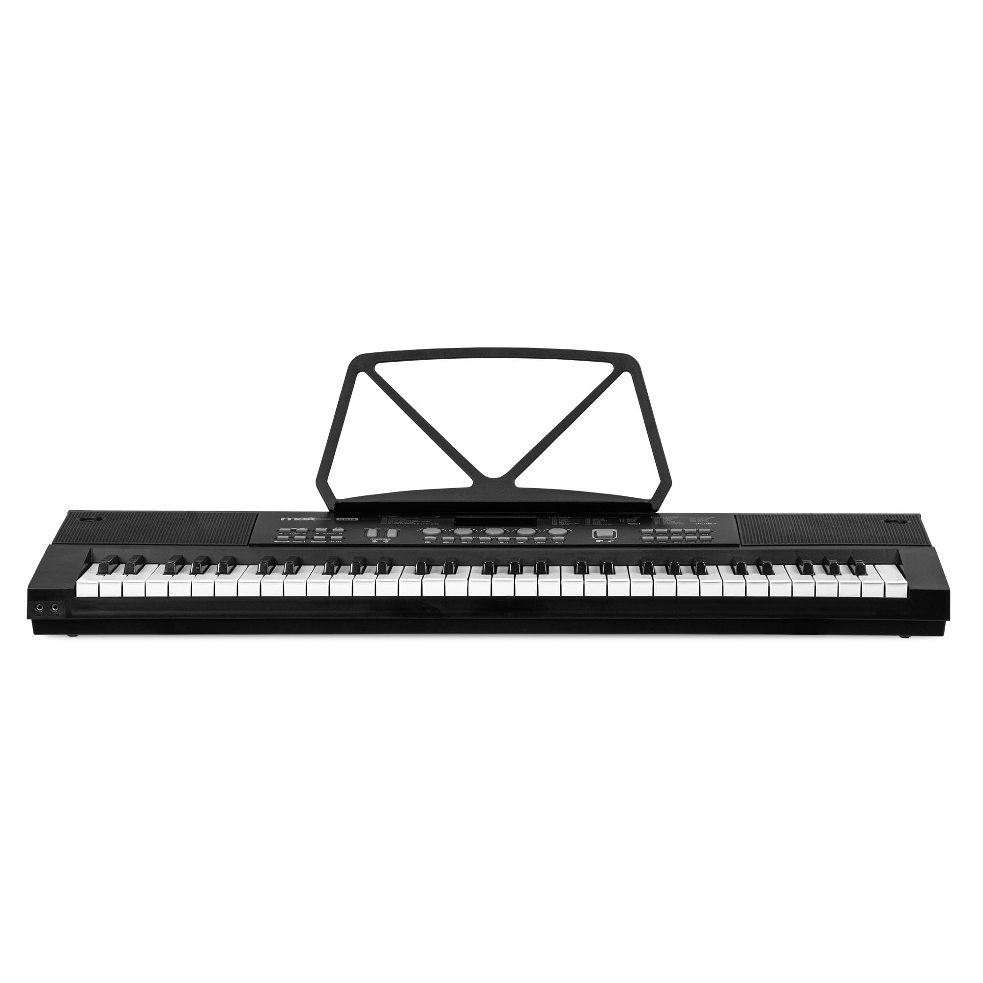 MAX KB15 - Keyboard Piano mit 61 Tasten, E Piano mit Mikrofon und Lautsprecher, LCD Display, 6 Demosongs, Klavier Keyboard für Anfänger, Lern-Funktion, 26 Klangarten, 8 Percussion, USB-C